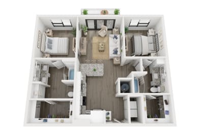 2 bedroom 2 bathroom floor plan Gat LynnCora, Grand Prairie, 75052